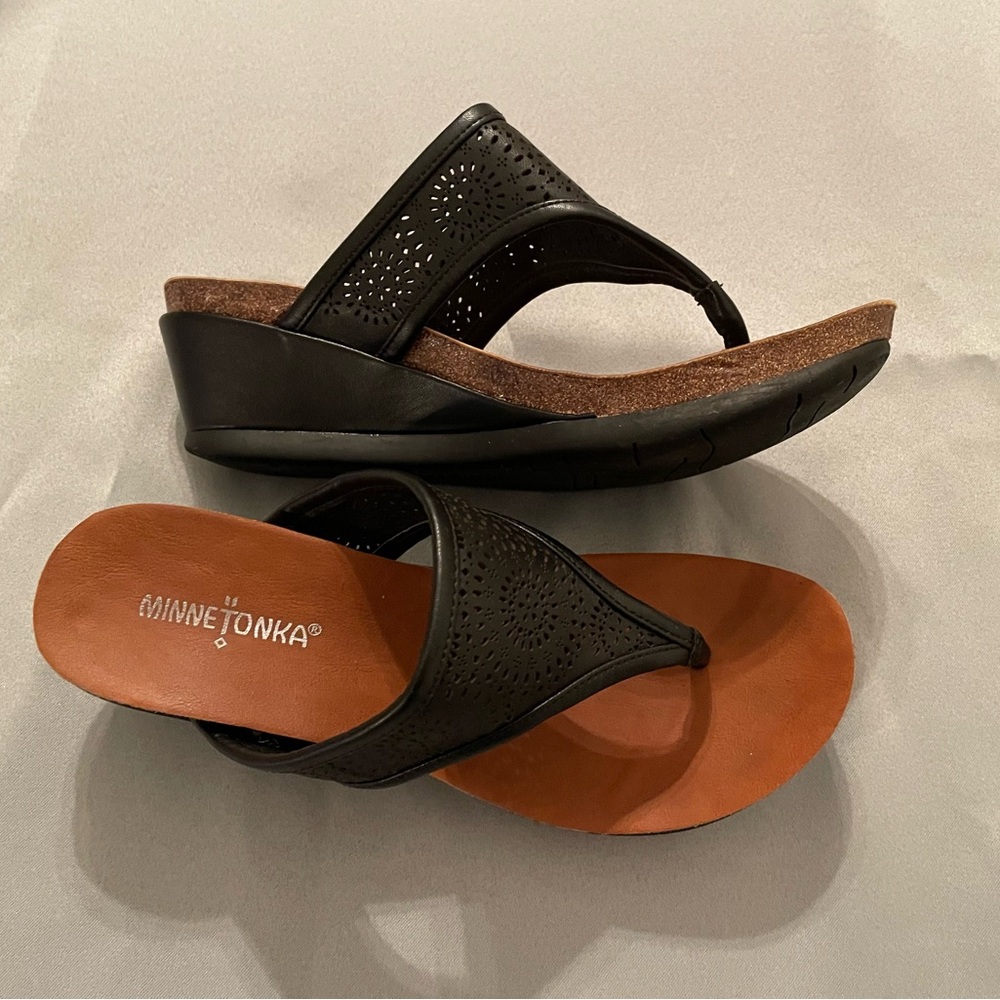 Minnetonka Black Sandals